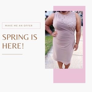 R &M Richards Plus Size Taupe/Sequin Dress